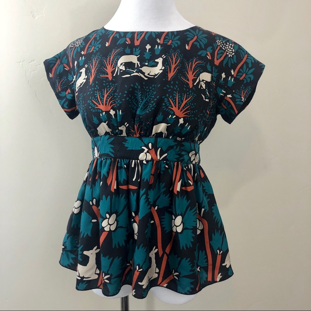 ❌SOLD❌Anna Sui For Anthropologie Fawn Silk Blouse - Picture 1 of 8